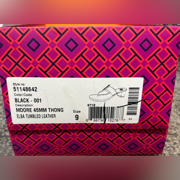 NEW Tory Burch Moore Black Leather Heeled Sandals - Picture 14 of 14